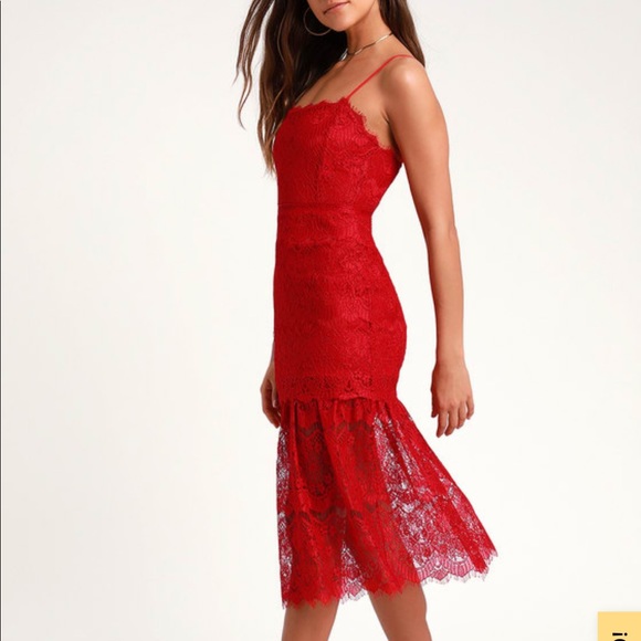 Lulus Dresses & Skirts - ❤️ NWT midi red lace sleeveless dress